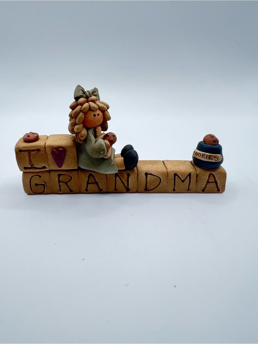 I ♥ Grandma Decorative Block Figurine in Tan and Green